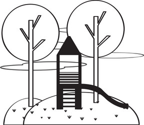 View of a public playground with slide vector