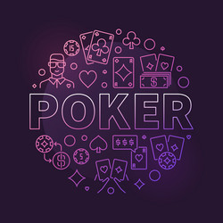 Poker modern colored round line concept vector