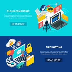 cloud computing and file hosting banners vector