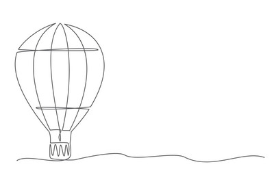 Hot air balloon one line drawing on white vector