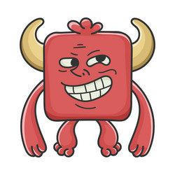 Trolling meme red square devil cartoon monster vector