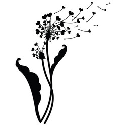 dandelion with hearts black and white Vector Image