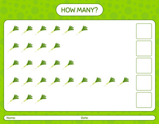 how many counting game with leek worksheet vector image
