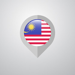 Map navigation pointer with malaysia flag design vector