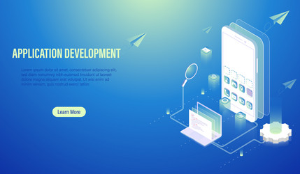 mobile application development and program coding vector image