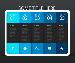 Progress five steps template in rounded container vector