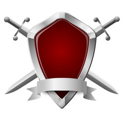 two double-edged swords and a shield isolated vector