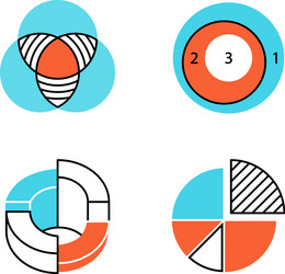 diagrams color icons set data graphic vector