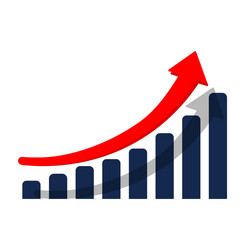 Growth graph or diagram with arrow up icon vector