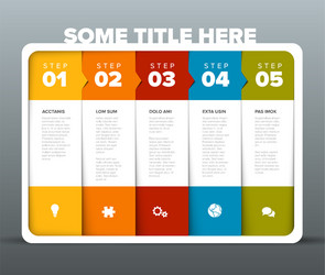 Progress five steps template in rounded container vector