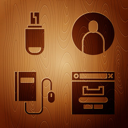set browser window usb flash drive electronic vector image