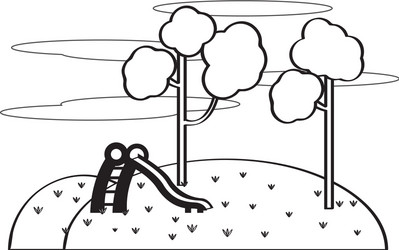 view of a public playground with slide vector image