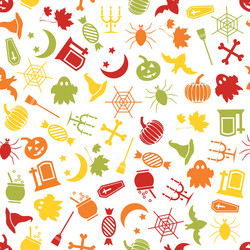 Halloween Seamless Pattern - Spooky Autumn Vector Image