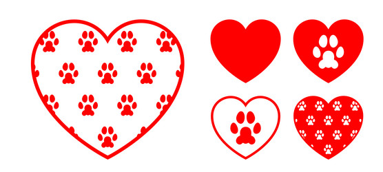 heart shape with cat footprint pattern texture vector