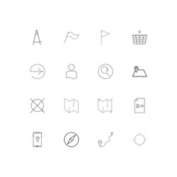 maps and navigation linear thin icons set vector image
