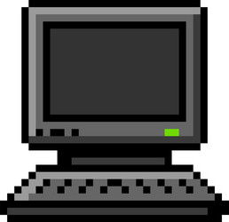 pixelated computer with keyboard old modern vector