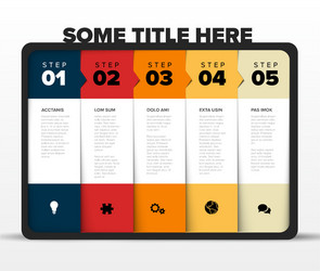 Progress five steps template in rounded container vector