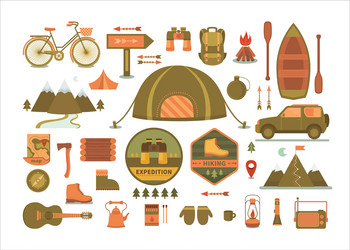 Camping outdoor elements summer camp hiking Vector Image