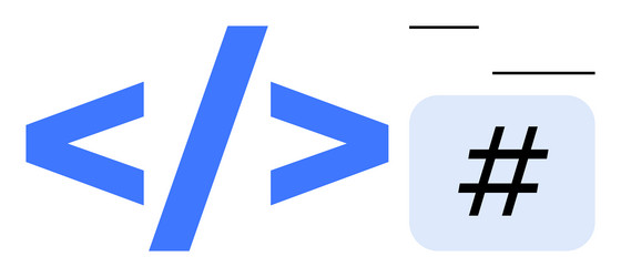 blue coding brackets and metadata tag symbol vector image