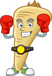 Funny face boxing parsnip cartoon character design vector