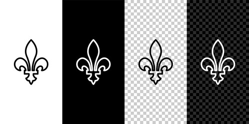 set line fleur de lys icon isolated on black vector