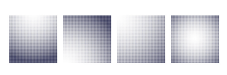 halftone gradient square shape background set vector image