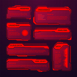 red futuristic hud or ui elements sci-fi user vector