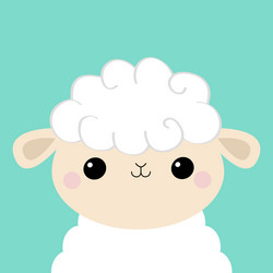 Sheep lamb face head icon set cloud shape jumping Vector Image