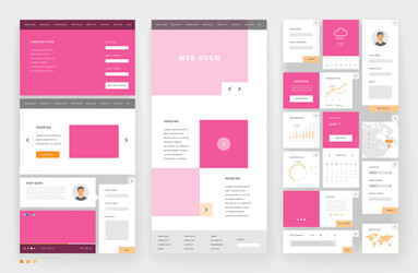 Website template design with interface elements vector