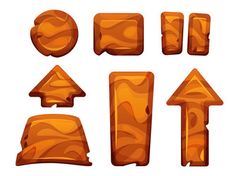 wooden buttons and arrows for game interface vector image