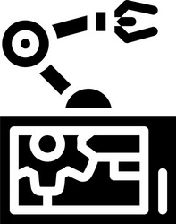 Robotic arm mechanism glyph icon vector