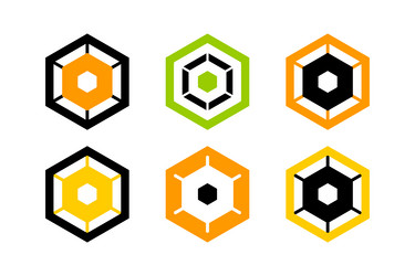 Abstract geometric icons in hexagon shape design vector