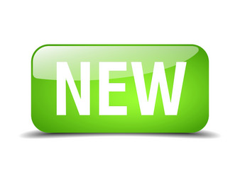 New green square 3d realistic isolated web button vector