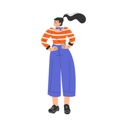 Typical french woman character standing Royalty Free Vector
