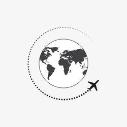 Airplane icon travel trip round world vector