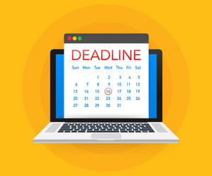 Dates and deadlines banner computer with calendar vector