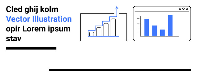 data analytics and growth charts in minimal style vector image