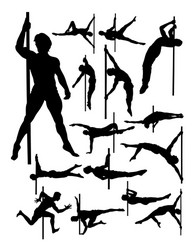 Male Pole Dancer Silhouette Vector Image