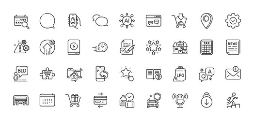 messenger speech bubble and execute line icons vector image