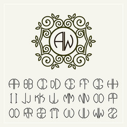 Set template to create monograms of two letters vector