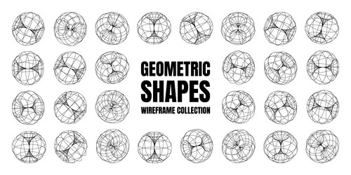 wireframe lined shapes perspective mesh 3d grid vector image