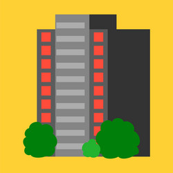 A modern multi-storey building with complex vector