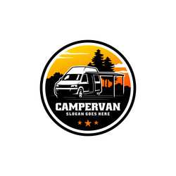 Camper van - caravan motor home isolated logo vector