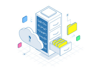 Documents cloud isometric composition Royalty Free Vector