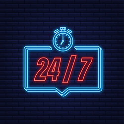 24-7 service concept open neon icon vector