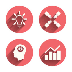 Lamp idea graph chart diagram head with gear vector