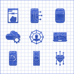 set project team base music player processor vector image