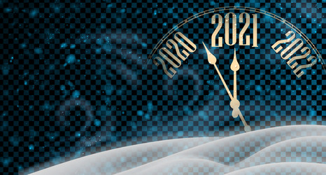 Clock hands showing 5 minutes to 2021 year vector