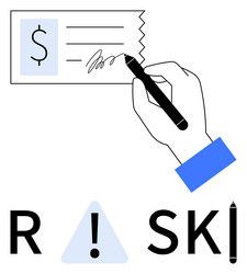 hand signing check with risk warning using vector image