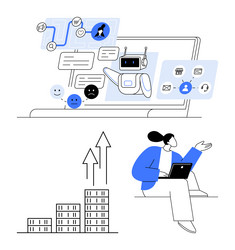 digital collaboration with ai data analytics vector image